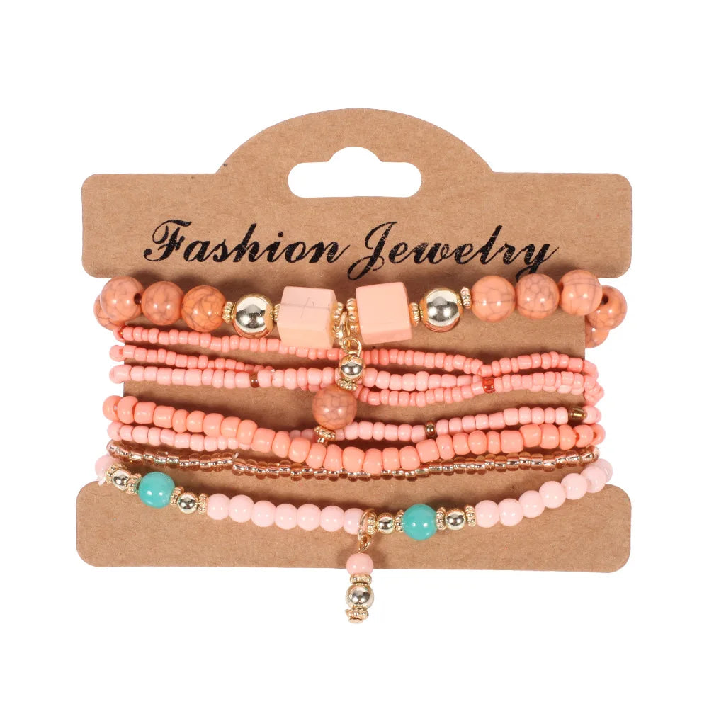 Bohemian Beaded Bracelet Set — Colorful Stackable