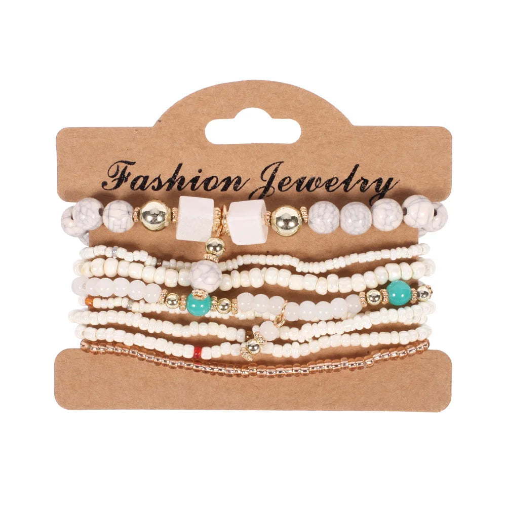 Bohemian Beaded Bracelet Set — Colorful Stackable