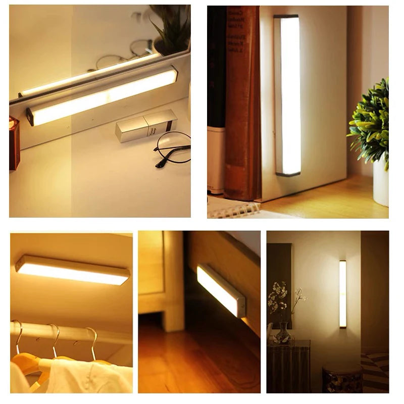 LED Strip Night Light – Motion Sensor, USB-C Rechargeable, Cabinet & Stair Lamp