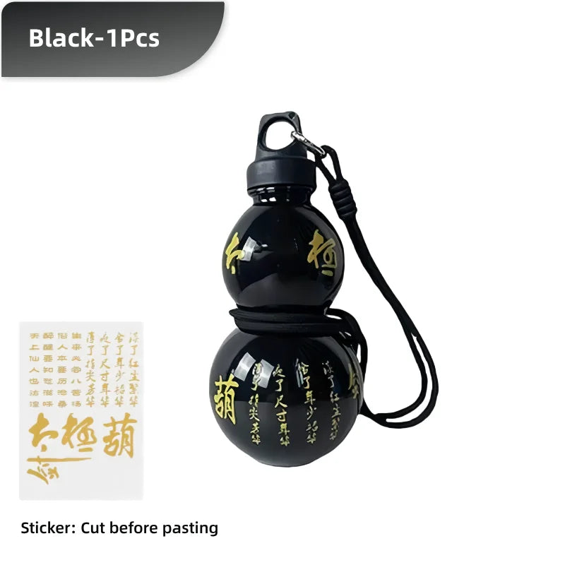Gourd-Shaped Water Bottle 800ml – Leak-Proof PC Plastic Kids Water Jug for School & Sports (Black)