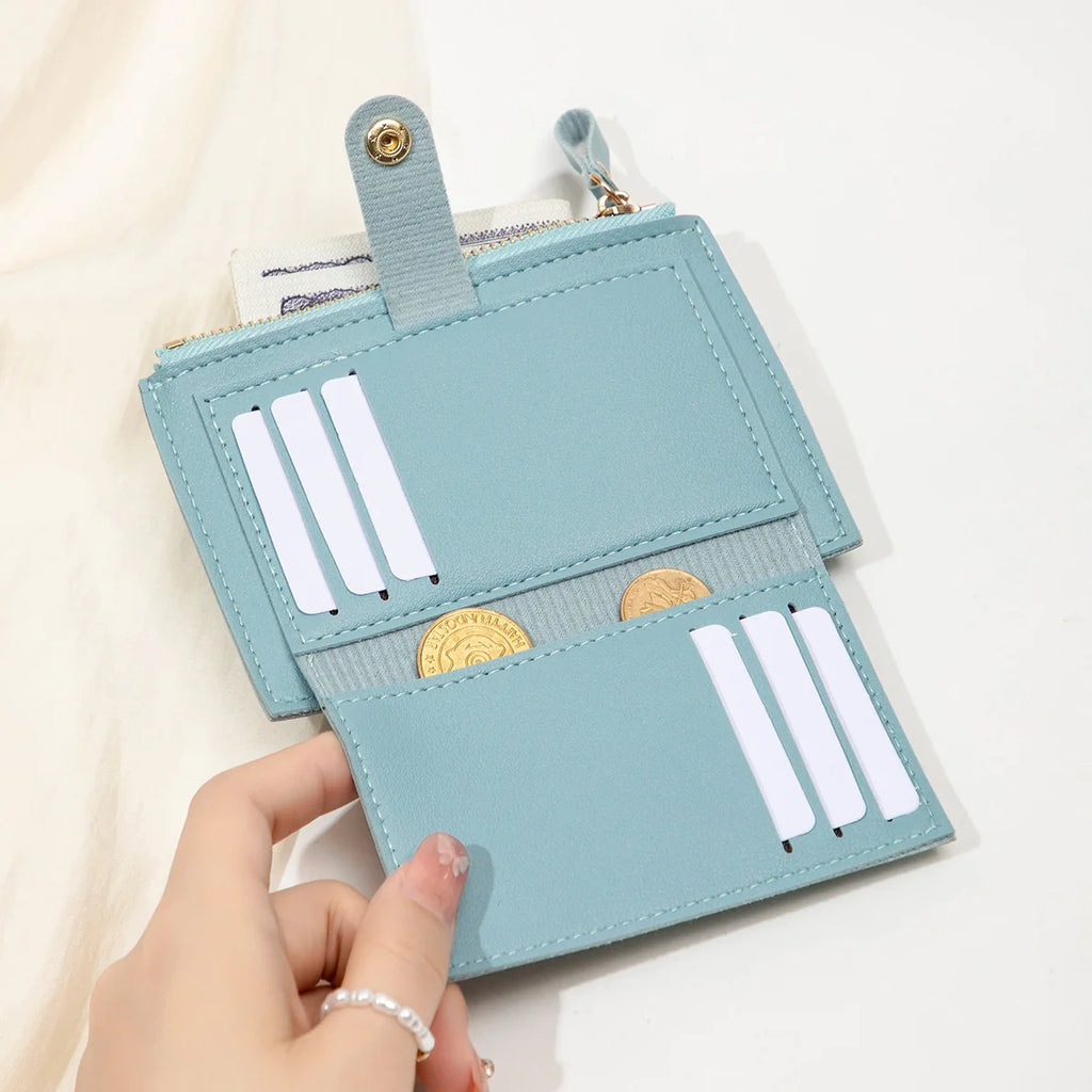 Women's Mini PU Leather Wallet – Ultra-Thin Card Holder & Coin Purse