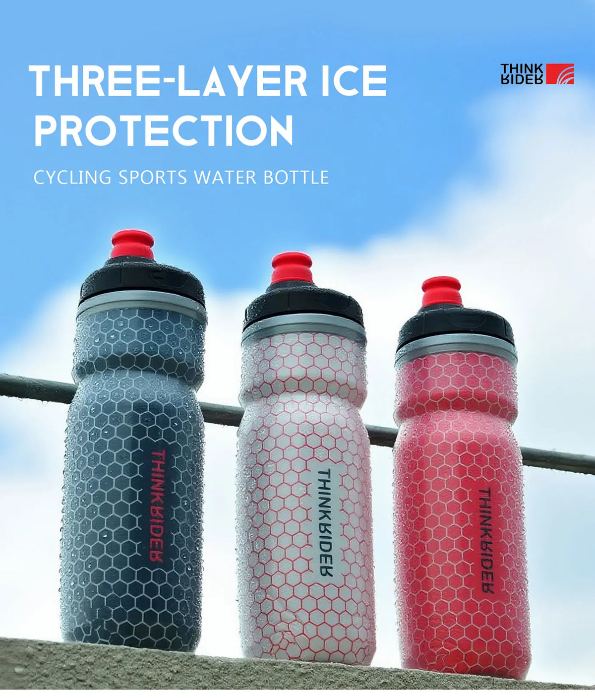 ThinkRider Bike Water Bottle 620ml (21oz) – PP5 Heat & Cold Resistant Cycling Bottle for Mountain & Road Biking