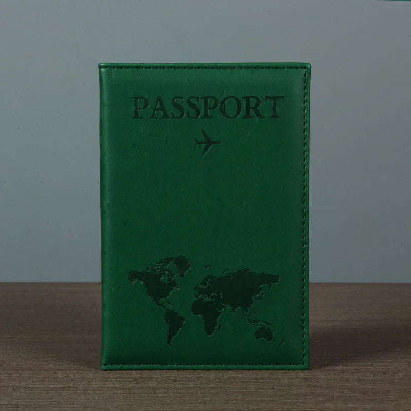 Women's PU Leather Passport Cover – Card Holder & ID Document Wallet | World Map