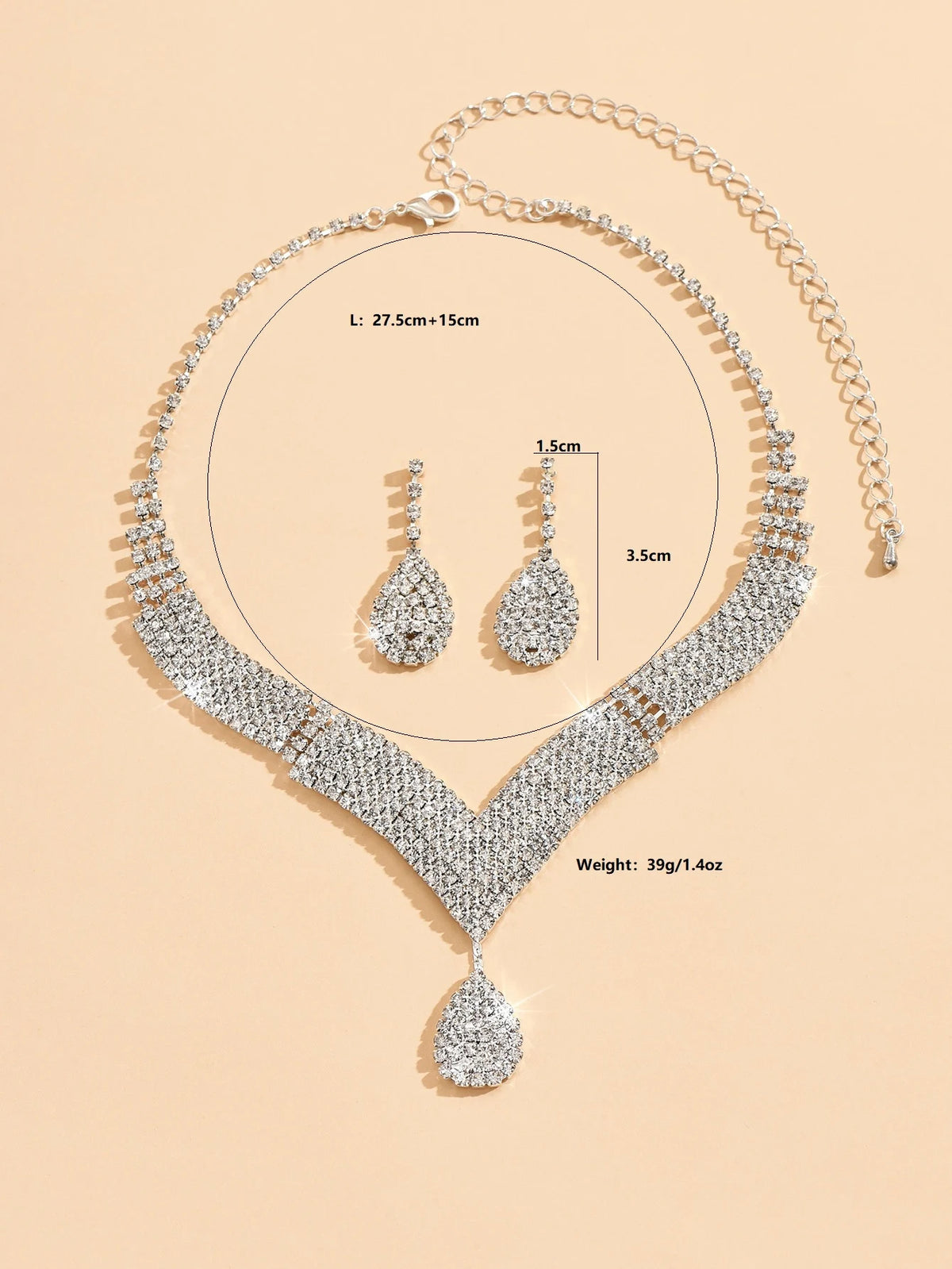 Rhinestone Water Drop Jewelry Set