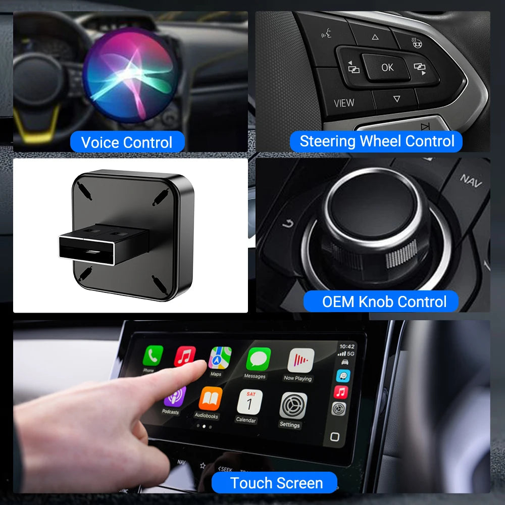 2-in-1 Wireless CarPlay & Android Auto Adapter – 5GHz WiFi, USB-C/USB