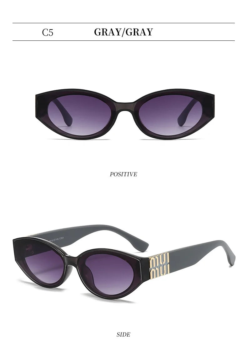 Women's Oval Cat-Eye Sunglasses – UV400 Gradient Lenses, Gold Logo Detail | 6 Colors