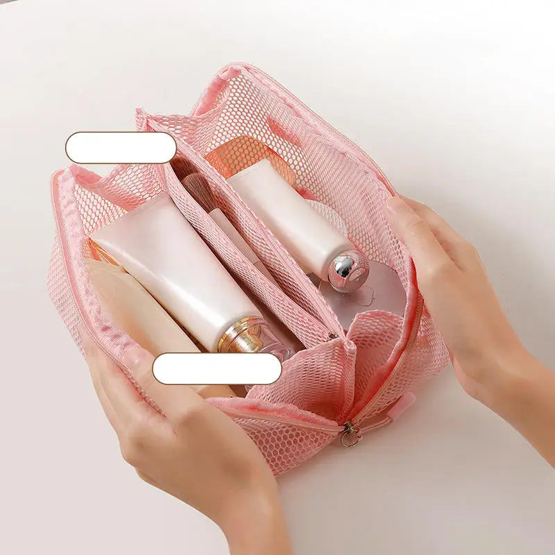 Women's Makeup Organizer Bag – Zipper Toiletry Kit & Travel Cosmetic Pouch