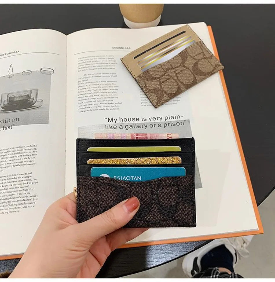 Ultra-Thin PU Leather Card Holder – Anti-Degaussing Geometric Design