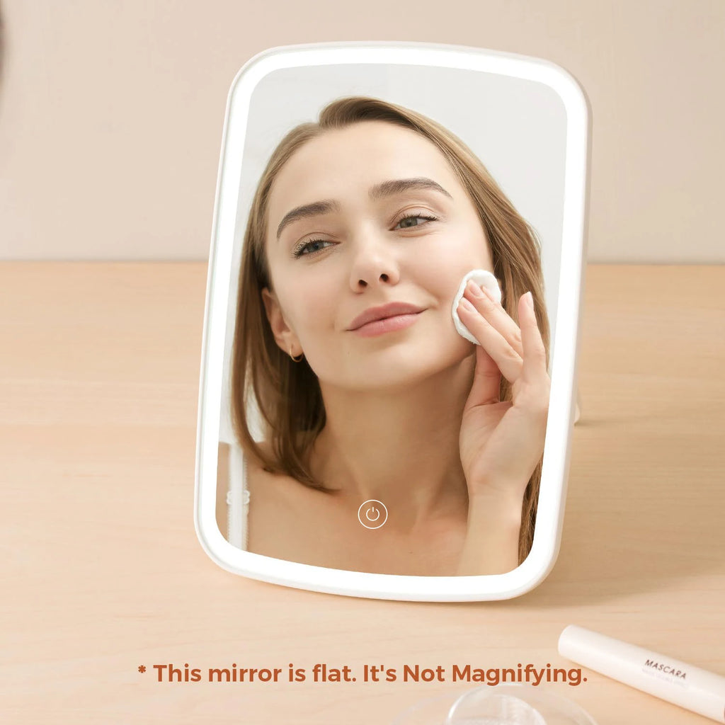 LED Makeup Mirror with Stand – Foldable, Touch Screen, Portable Vanity Mirror