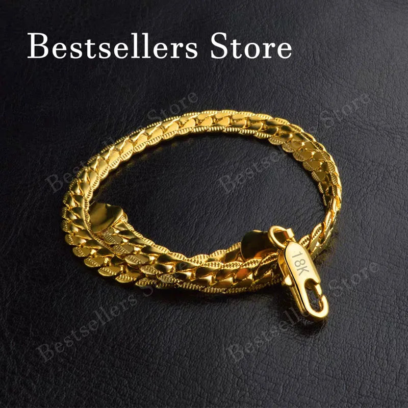 925 Sterling Silver Embossed Bracelet — 18K Gold