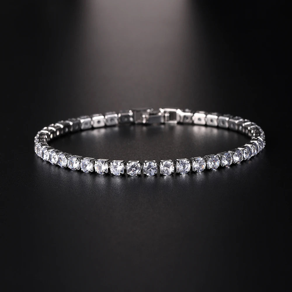 Cubic Zirconia Tennis Bracelet – Gold & Silver Chain