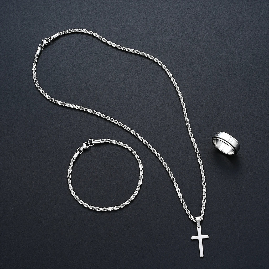Stainless Steel Cross Jewelry Set