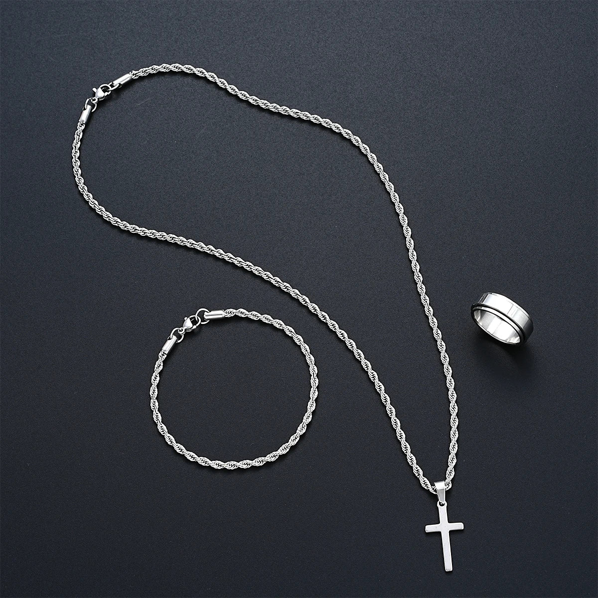 Stainless Steel Cross Jewelry Set