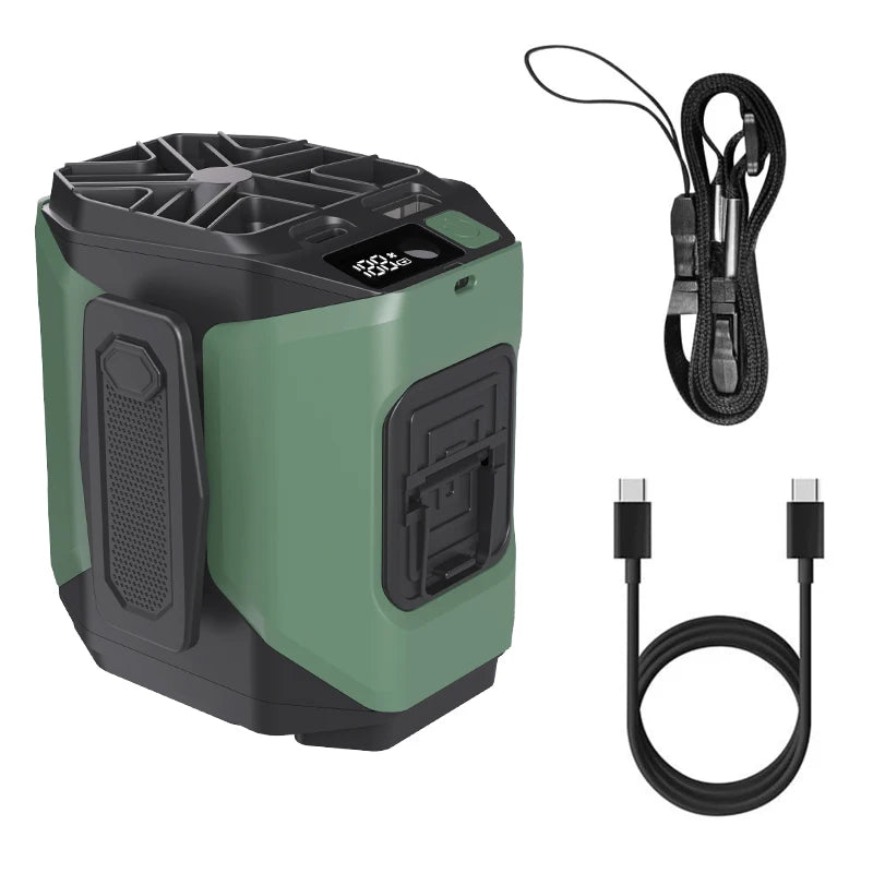Portable Waist & Neck Fan 3-in-1 – 10000mAh Power Bank, LED Light, 5 Speeds
