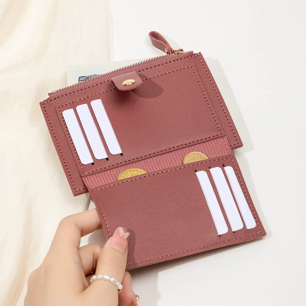 Women's Mini PU Leather Wallet – Ultra-Thin Card Holder & Coin Purse