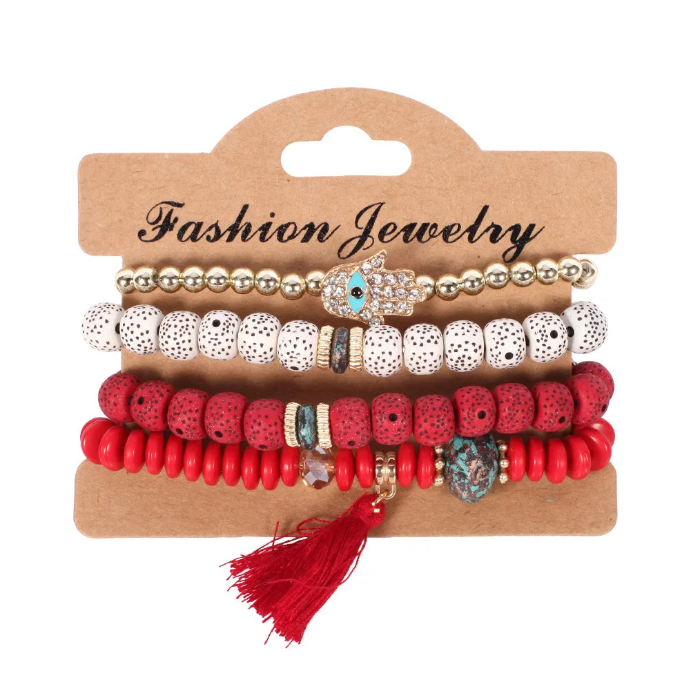 Bohemian Beaded Bracelet Set — Colorful Stackable