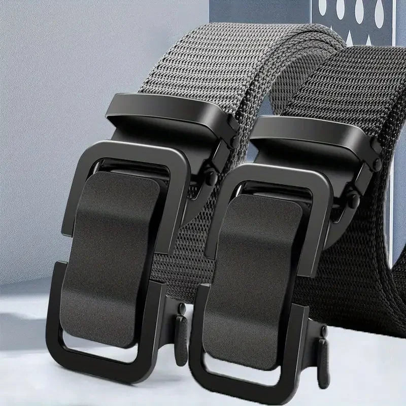 Men's Nylon Canvas Belt – Automatic Metal Buckle, Outdoor & Work