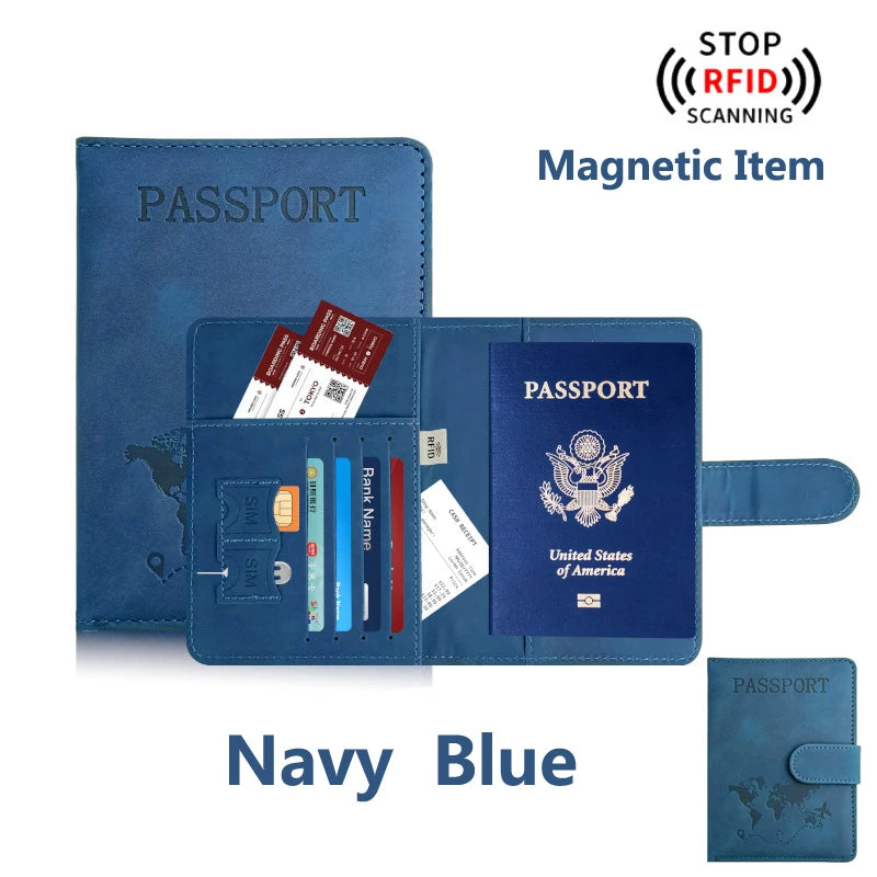 RFID Blocking Passport Holder – PU Leather Travel Wallet for Women & Men