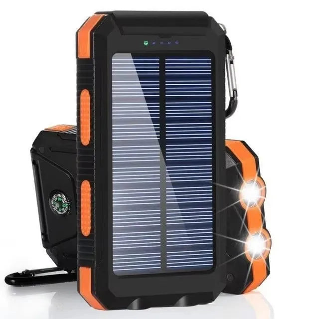 Solar Power Bank 80000mAh – Portable Charger with LED Flashlight & Compass