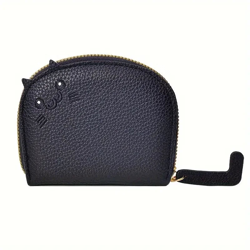 Cartoon Cat Coin Purse & Card Holder – PU Leather, Zipper Closure | 7 Colors