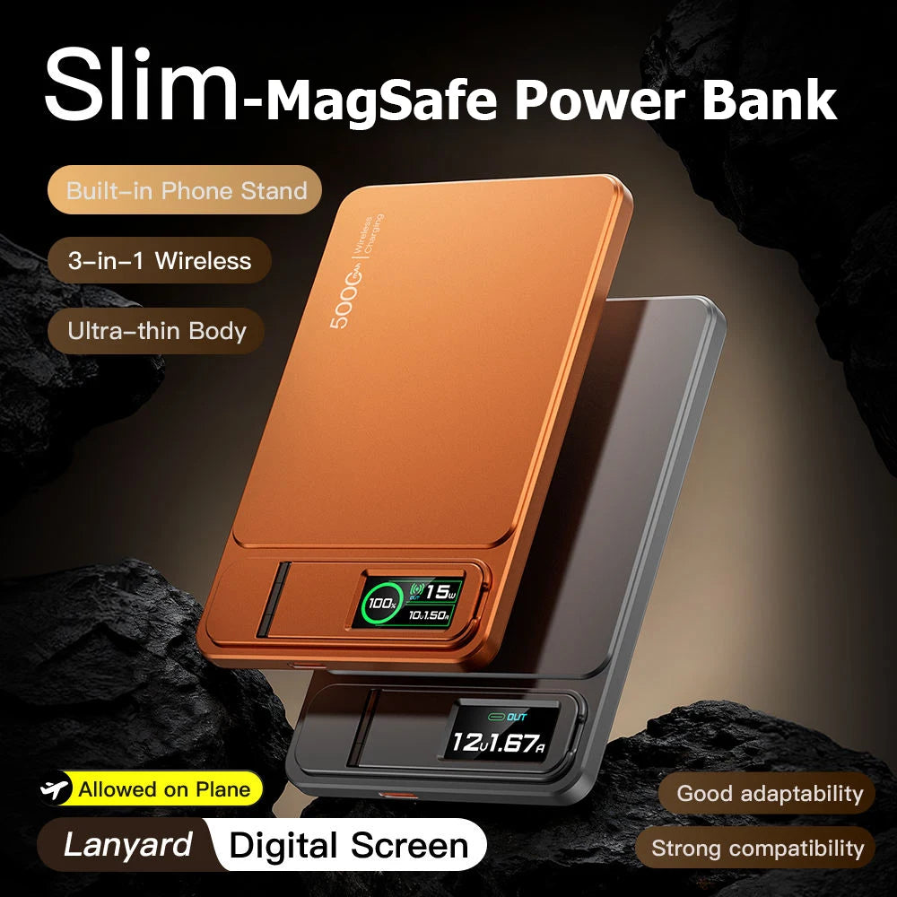 Magnetic Wireless Power Bank – MagSafe, 15W, 5000/10000mAh, PD 20W, Metal, for iPhone & Apple Watch