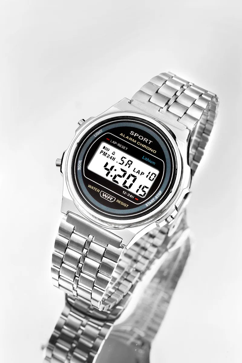 Women's Retro LED Digital Watch – Stainless Steel Strap