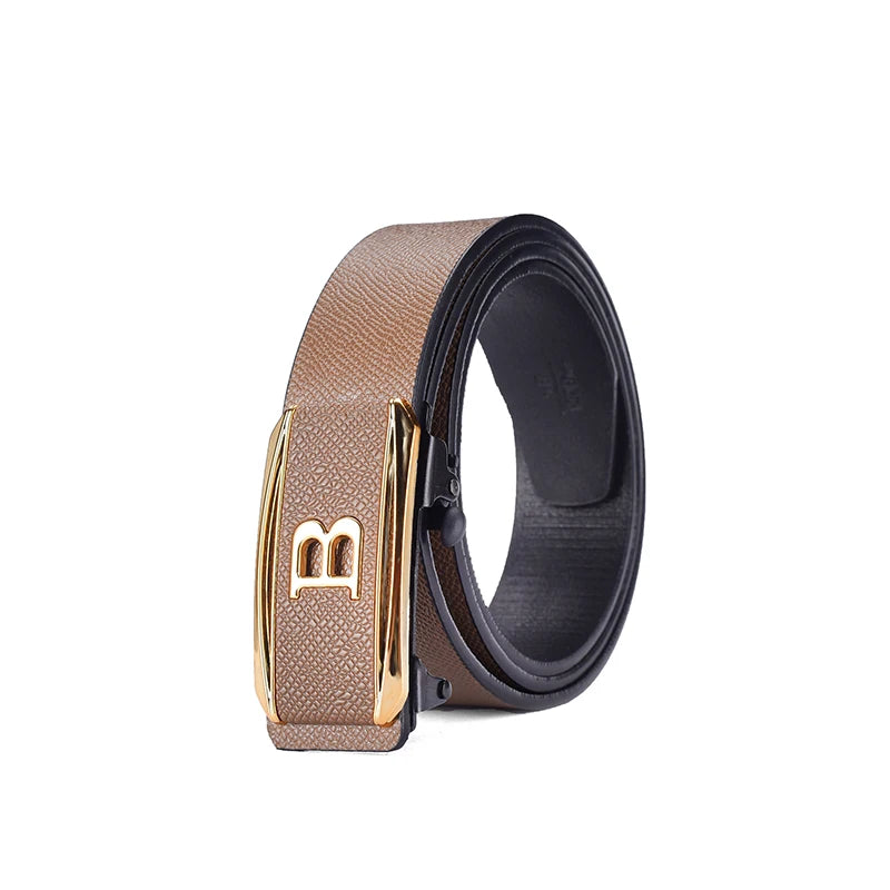 Men's Automatic Buckle Belt – Toothless PU Leather, Formal & Casual Wear
