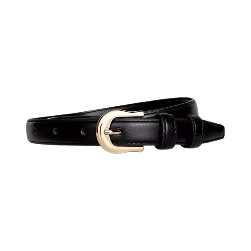 Slim PU Leather Belt – Versatile Western-Style Waist Belt for Women & Men