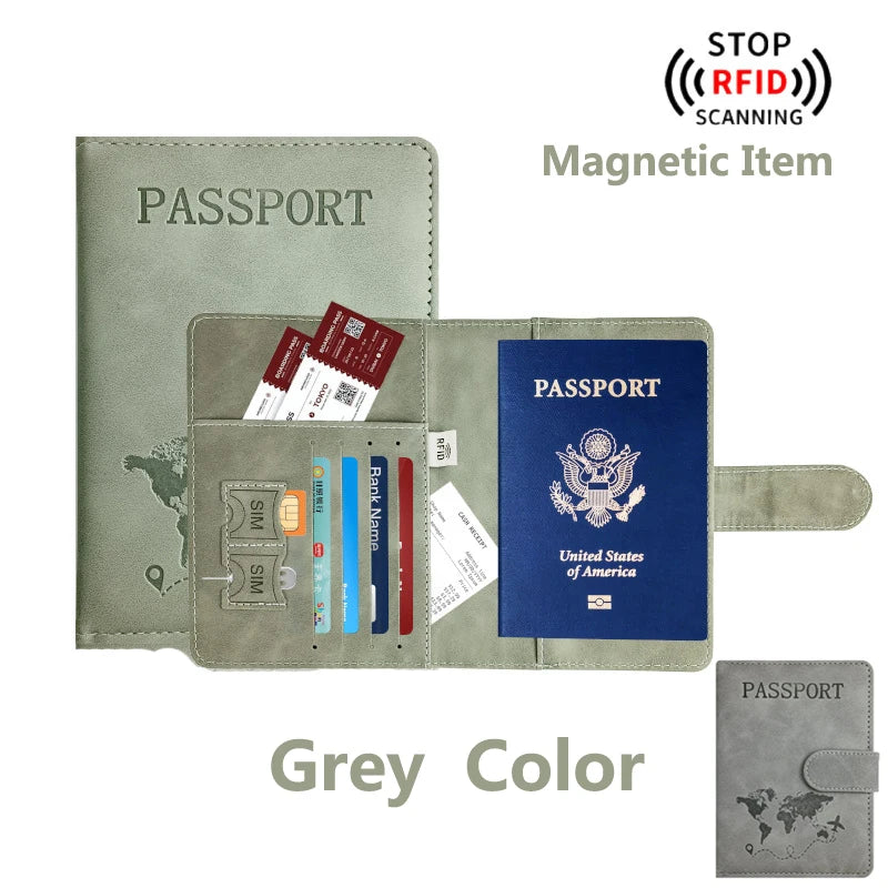RFID Blocking Passport Holder – PU Leather Travel Wallet for Women & Men