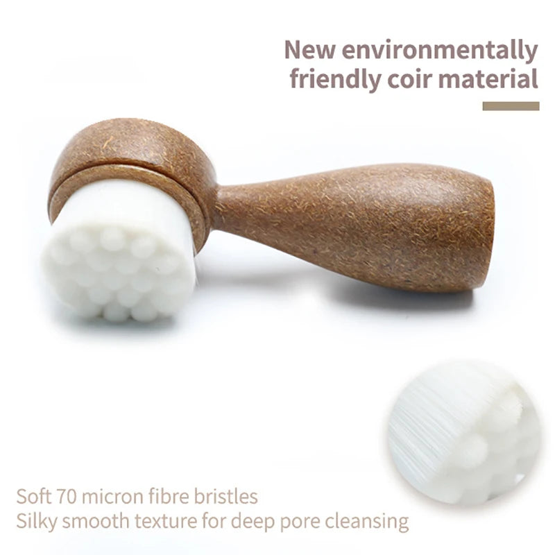 Coconut Fiber Facial Cleansing Brush – Double-Sided Exfoliator & Blackhead Remover