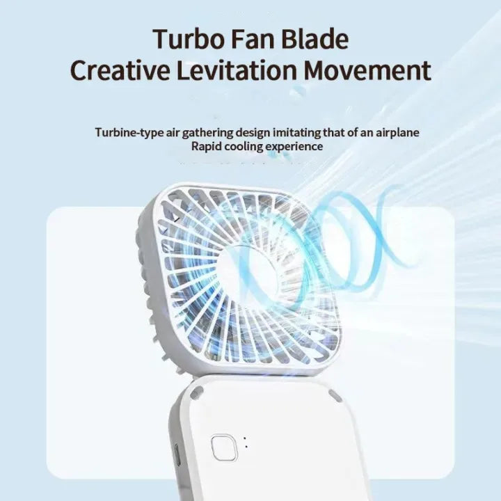 3-in-1 Mini Fan – Handheld, Neck & Desktop, 180° Rotating, 7-Blade Brushless, USB Rechargeable (Pink / White)