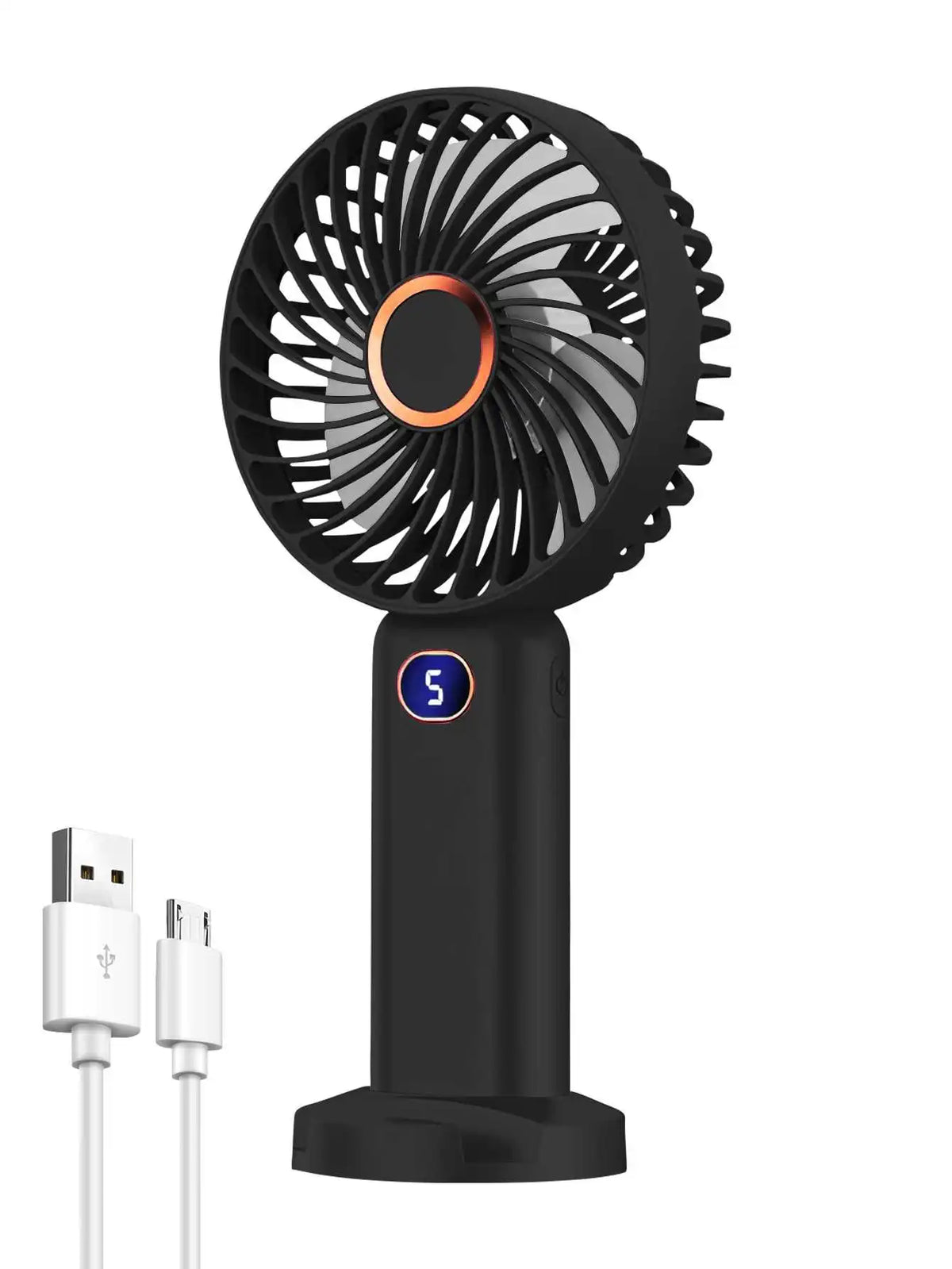 Sweetfull Portable Handheld Fan – USB Rechargeable, Digital Display, 5-Speed, Brushless & Quiet (7 Colors)