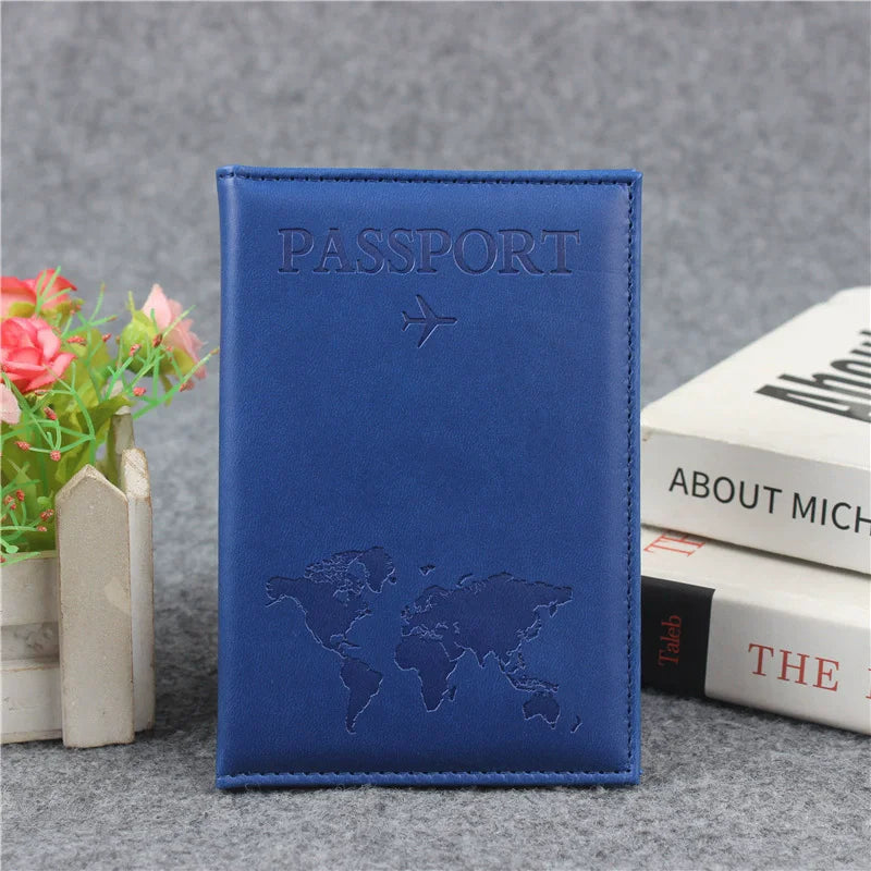 Women's PU Leather Passport Cover – Card Holder & ID Document Wallet | World Map