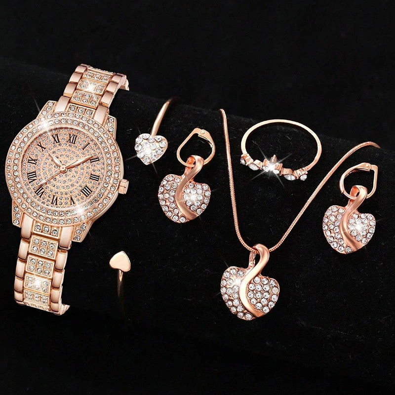 Women's Crystal Watch & Bracelet Set