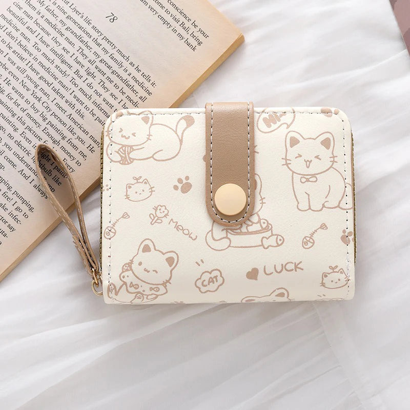 Cute Cat Wallet for Women – PU Leather Card Holder Purse with Coin Pocket