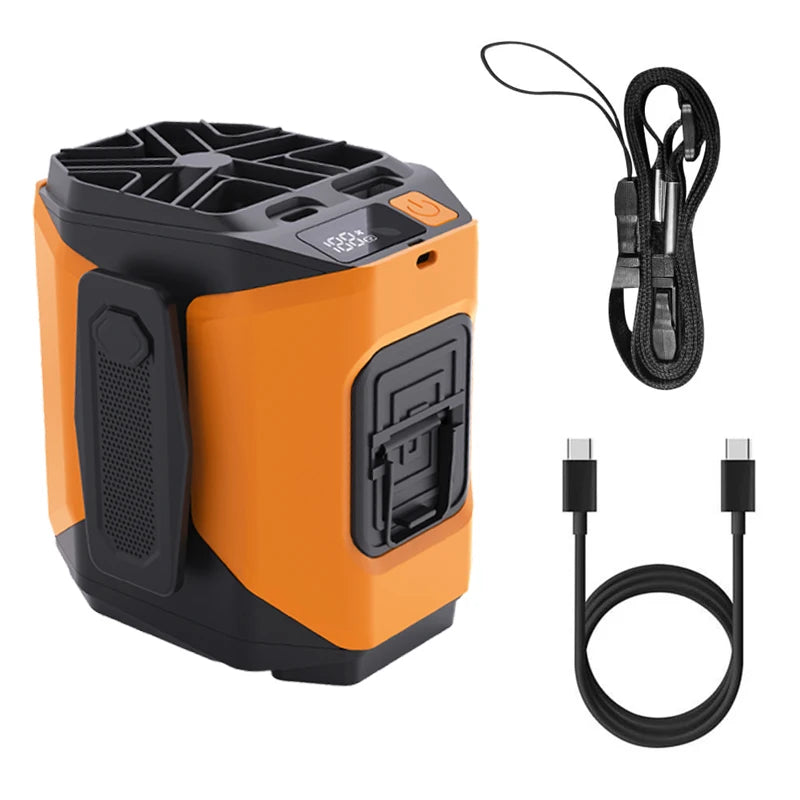 Portable Waist & Neck Fan 3-in-1 – 10000mAh Power Bank, LED Light, 5 Speeds