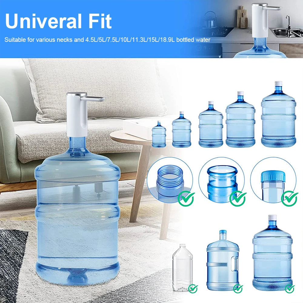 Raugee Electric Water Dispenser Pump – Foldable, Rechargeable, LCD Display, for 4.5L–19L Gallon Bottles