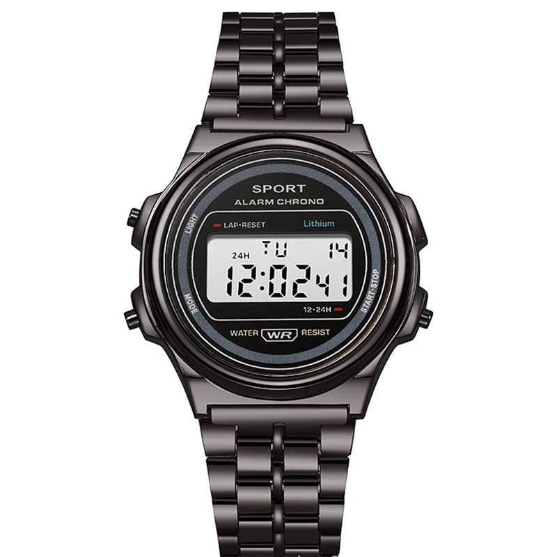 Women's Retro LED Digital Watch – Stainless Steel Strap