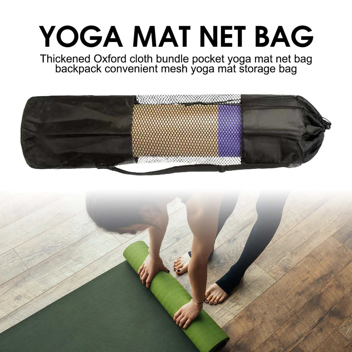 Yoga Mat Bag with Mesh Window – Oxford Cloth, Waterproof, Adjustable Shoulder Strap for Gym, Beach & Travel