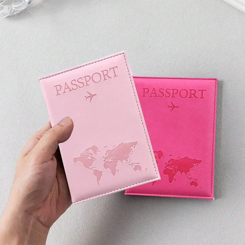 Women's PU Leather Passport Cover – Card Holder & ID Document Wallet | World Map