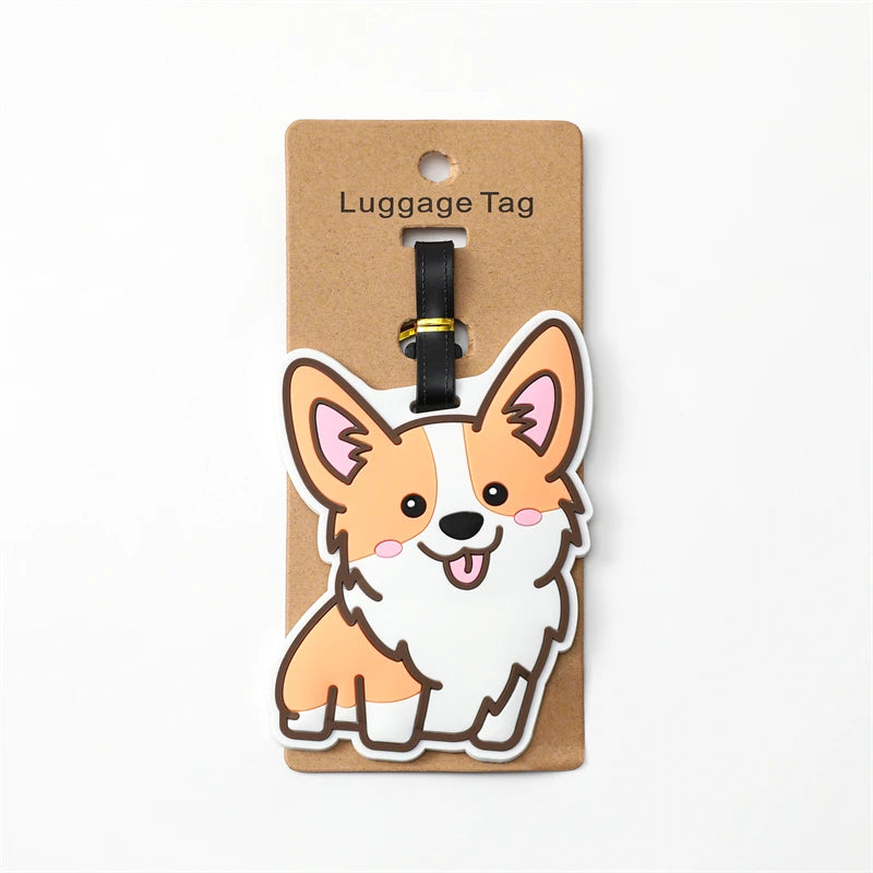 Creative Corgi & Cat Luggage Tag – Silicone Travel ID Tag with Anti-Loss Design