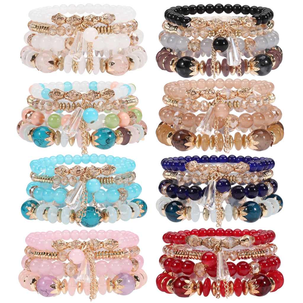 Bohemian Stackable Bead Bracelets — Charm Pendant
