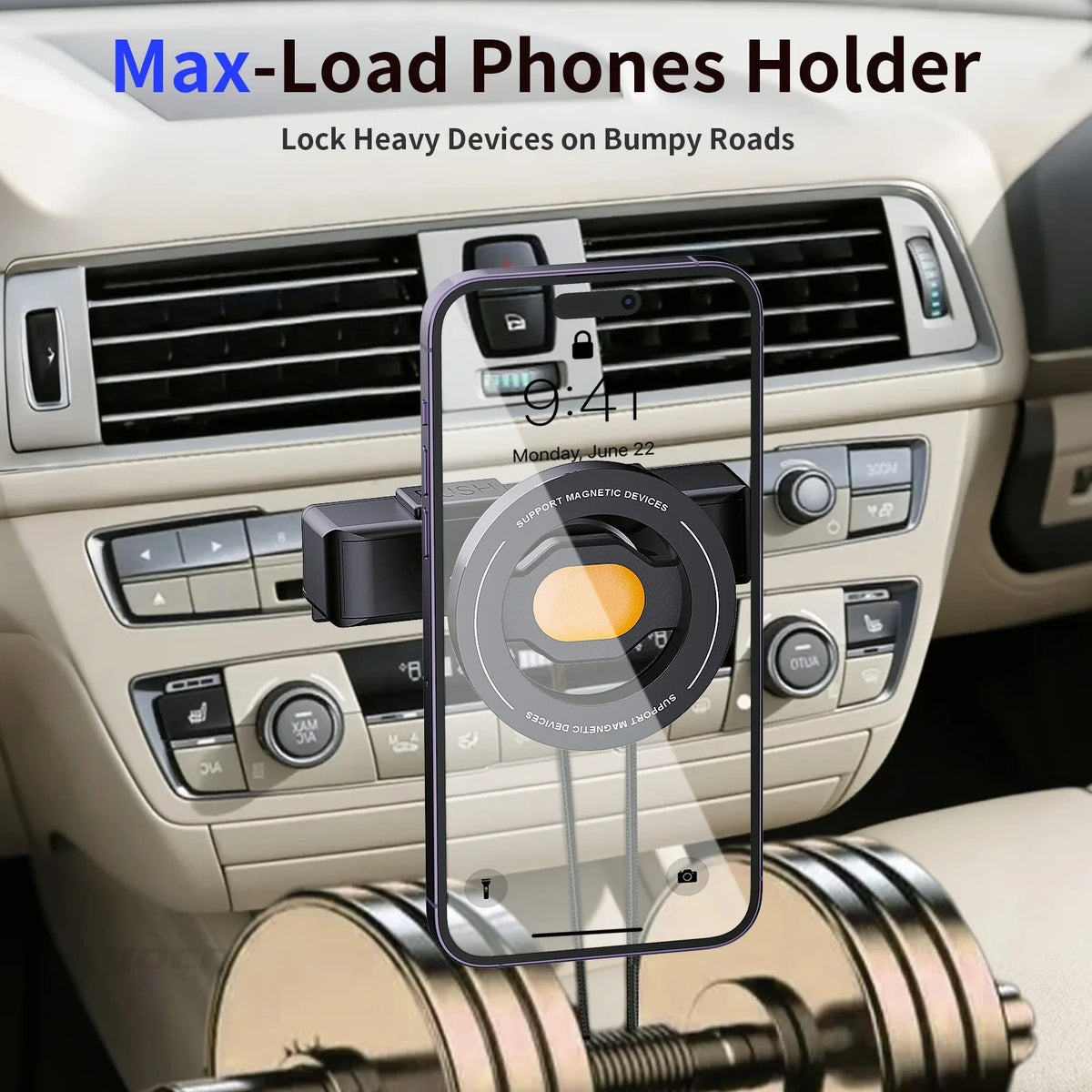 Magnetic CD Slot Car Phone Holder – 6 Magnets, Foldable, Rotatable, Universal