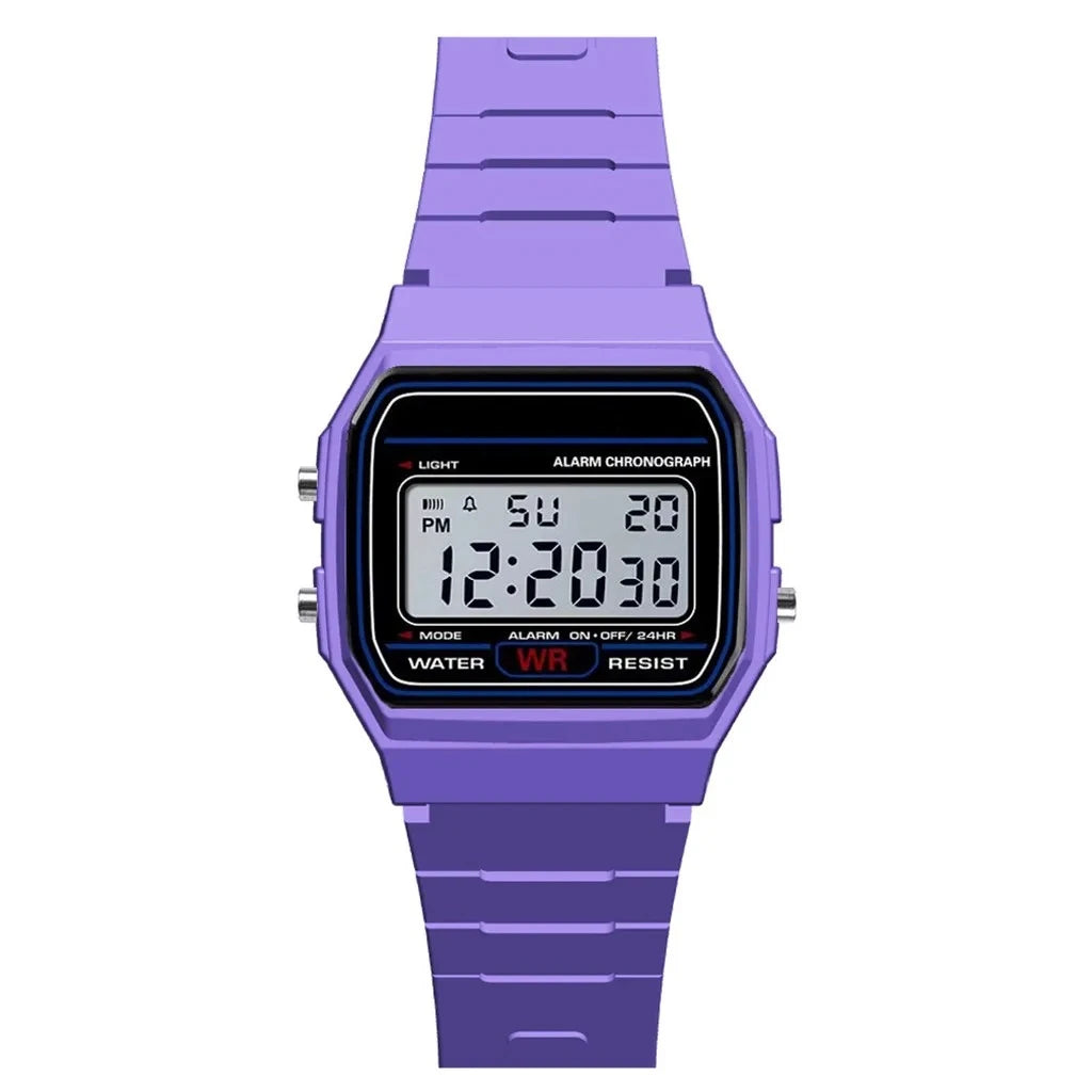 Sport LED Digital Watch – Rubber Band, Alarm & Backlight | Black, Purple, Pink, Red, White, Rose