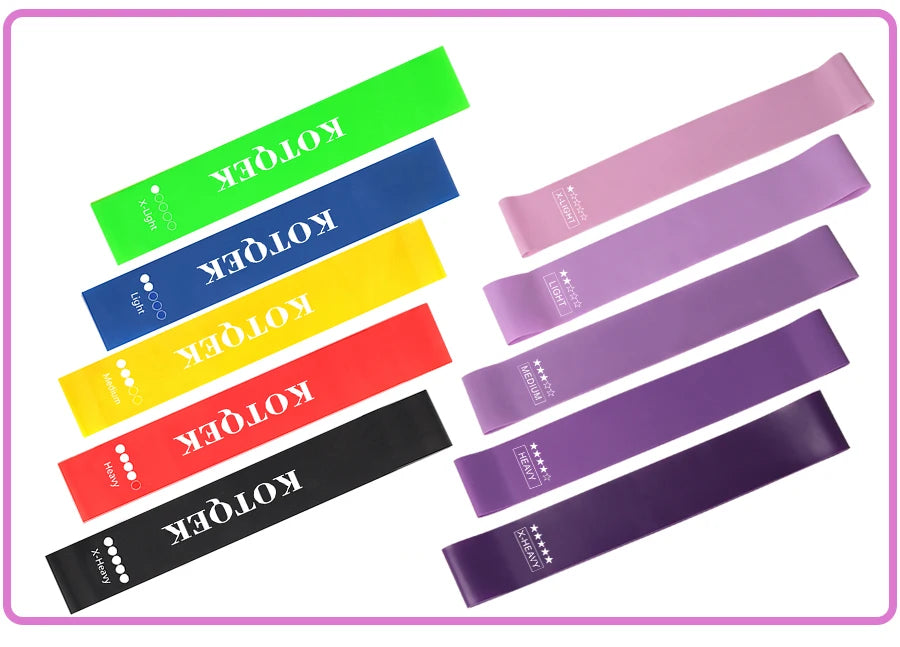 Elastic Resistance Bands – Natural Latex, 5 Levels for Yoga, Pilates & Crossfit