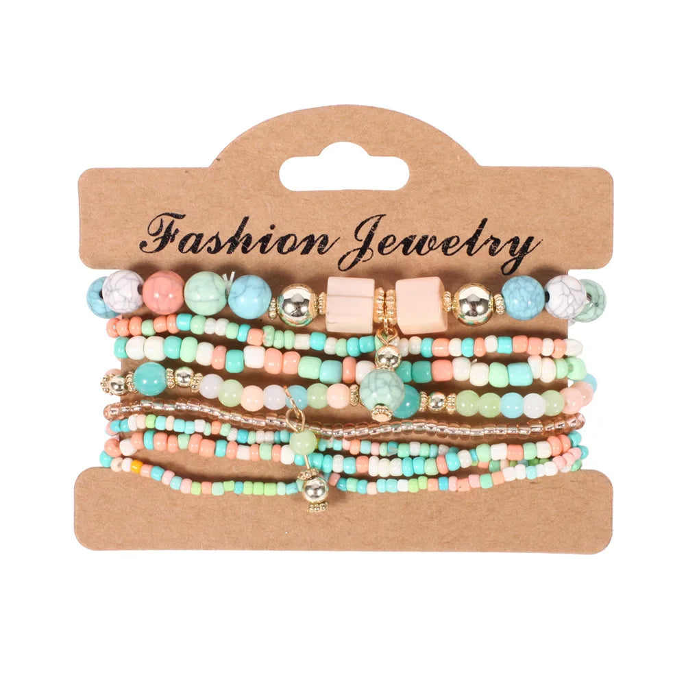 Bohemian Beaded Bracelet Set — Colorful Stackable