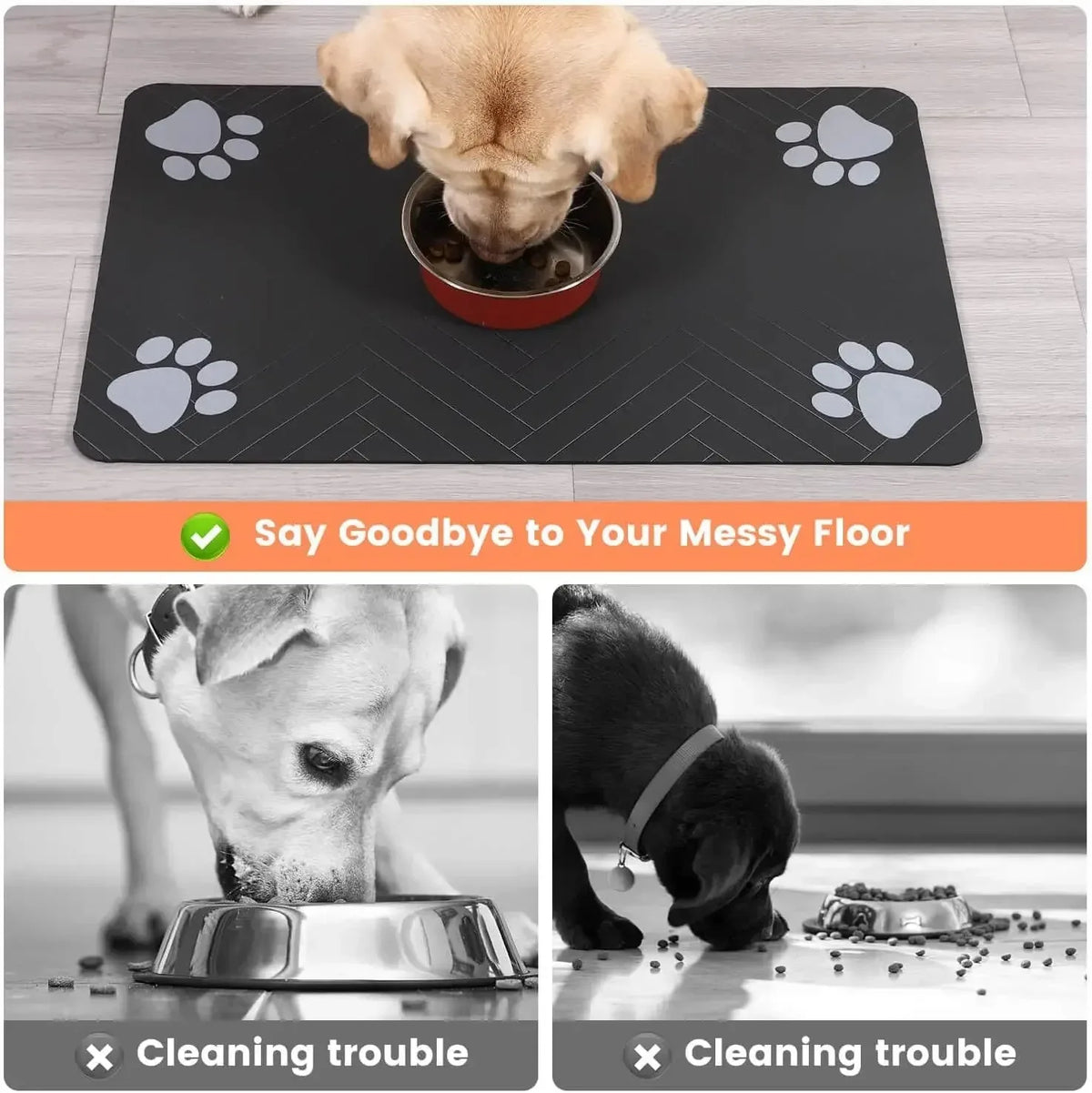 Absorbent Pet Feeding Mat – Non-Slip Rubber Backing, Waterproof, Quick-Dry Placemat for Dogs & Cats