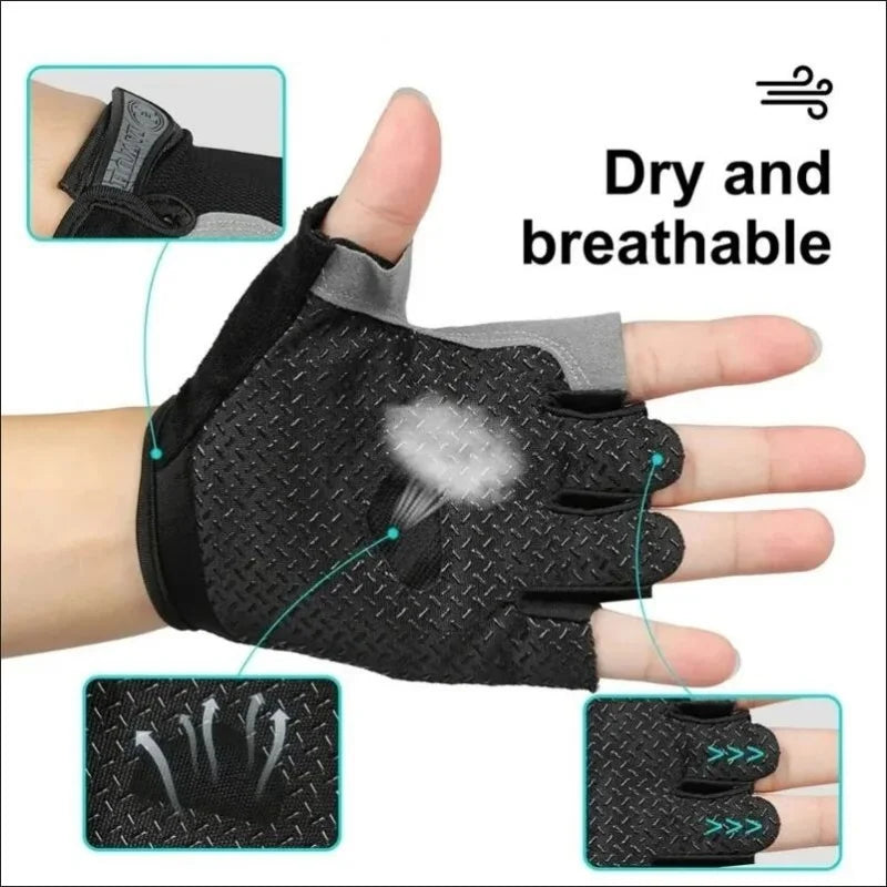 Fingerless Anti-Slip Sports Gloves – Breathable, Shockproof, 8 Colors S-XL