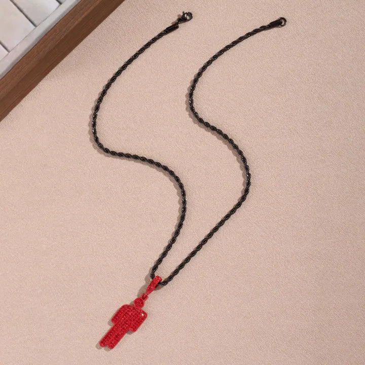 Rhinestone Lock Pendant Necklace