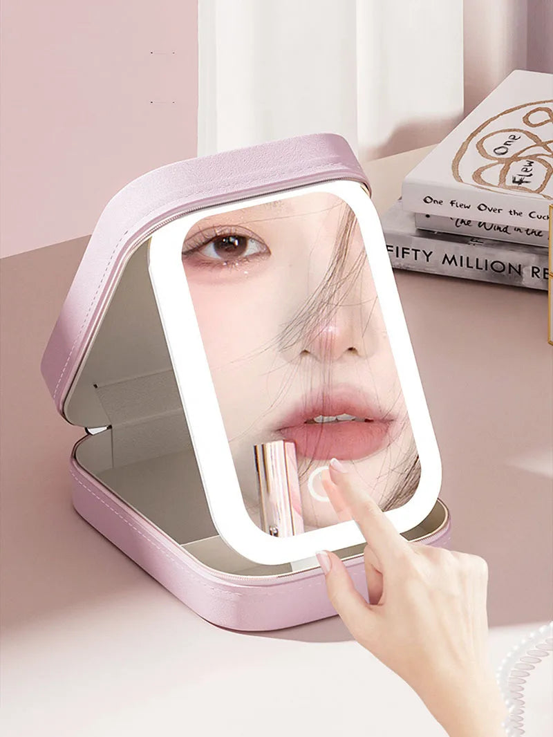 LED Makeup Bag with Mirror – Portable Lighted Cosmetic Case for Women
